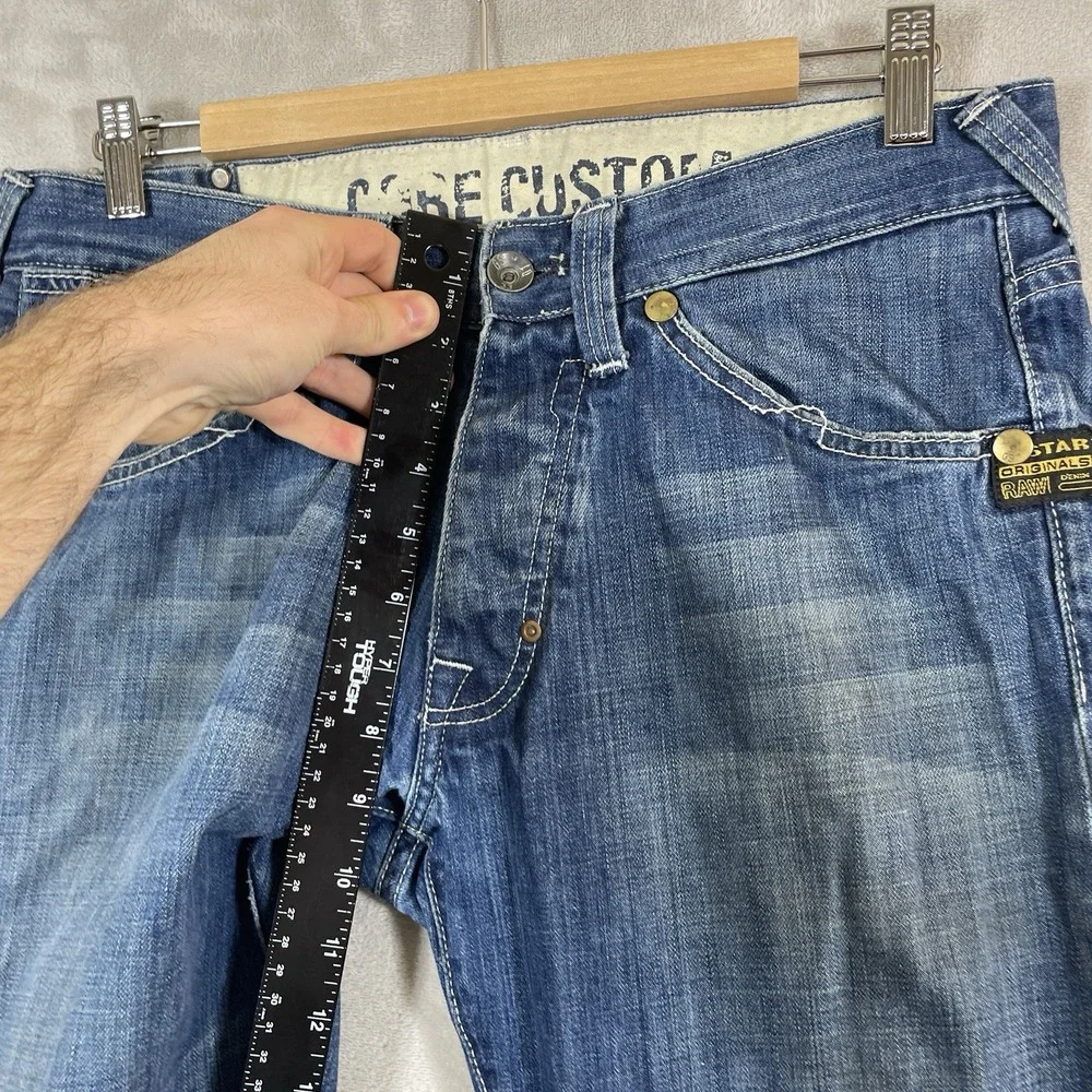 G-Star Raw Blue Jeans Core Custom Mens 32x30 Y2K VTG Distressed Stash Pocket